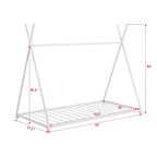 Twin Size Metal House Bed Frame with Safety Railings, White