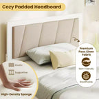 Twin Size Platform Bed Frame with 2 Storage Drawers and Upholstered Headboard