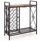 21 Bottle Wine Rack with Storage Shelf, Glass Holder and Metal Frame