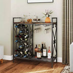 21 Bottle Wine Rack with Storage Shelf, Glass Holder and Metal Frame