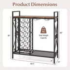 21 Bottle Wine Rack with Storage Shelf, Glass Holder and Metal Frame