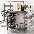 21 Bottle Wine Rack with Storage Shelf, Glass Holder and Metal Frame