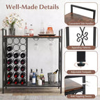 21 Bottle Wine Rack with Storage Shelf, Glass Holder and Metal Frame