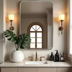 32x22 Rectangle Bathroom Mirror with Aluminum Alloy Frame, Wall Mounted Vanity Mirror for Bedroom Living Room Entryway, Silver