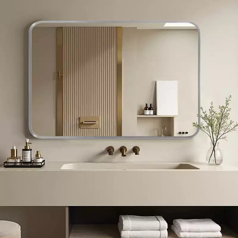 32x22 Rectangle Wall Mirror with Metal Frame, Silver