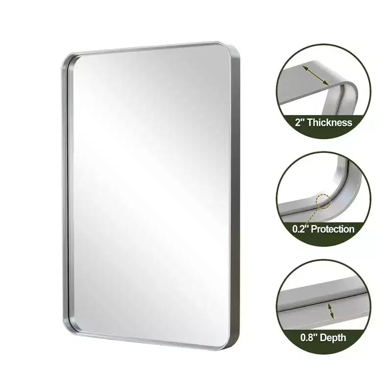 32x22 Rectangle Wall Mirror with Metal Frame, Silver