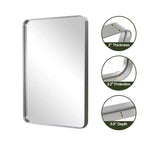 32x22 Rectangle Wall Mirror with Metal Frame, Silver