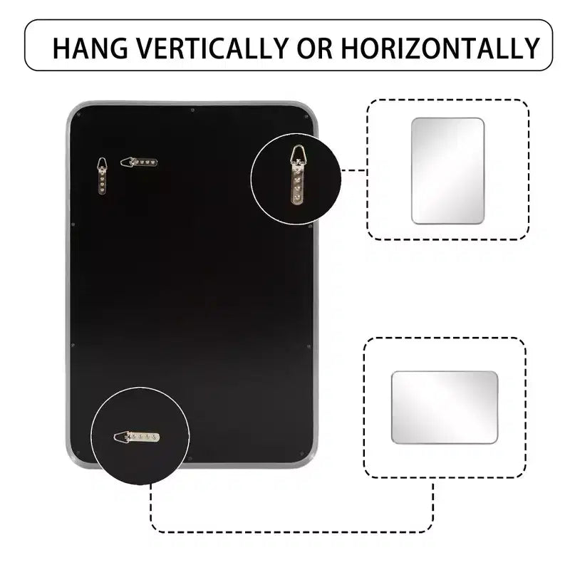 32x22 Rectangle Wall Mirror with Metal Frame, Silver