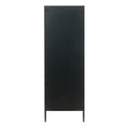 Metal Sideboard Cabinet with Glass Panel Doors, Black