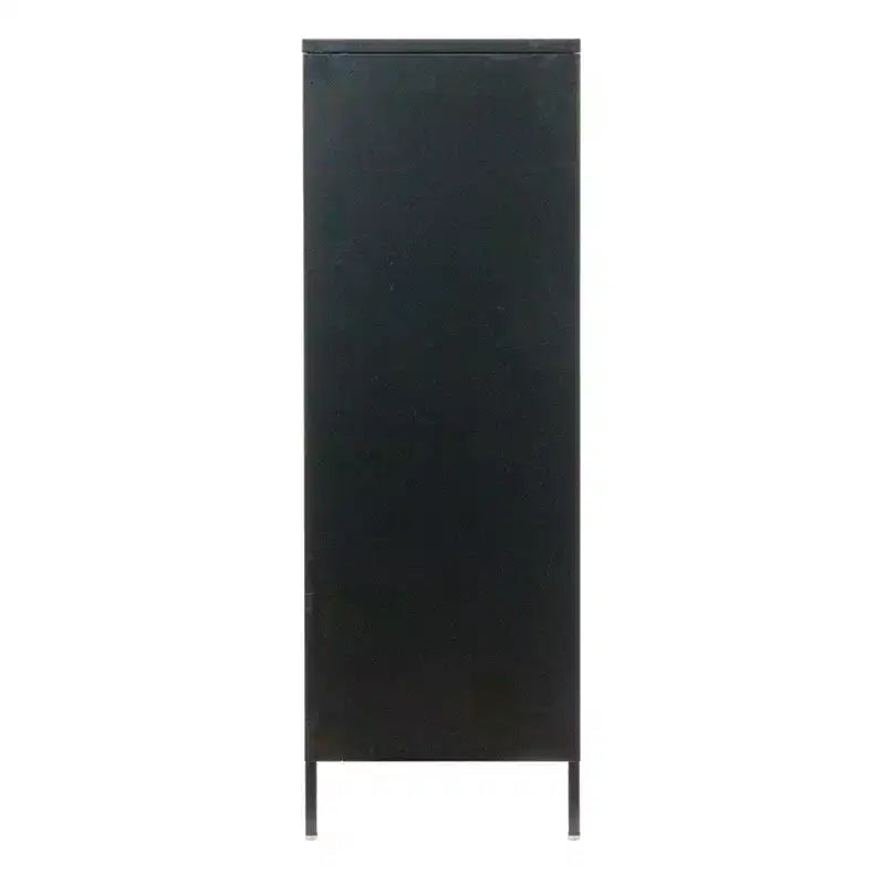 Metal Sideboard Cabinet with Glass Panel Doors, Black