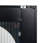 Metal Sideboard Cabinet with Glass Panel Doors, Black