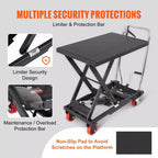 Hydraulic Lift Table Cart, 500 lbs Capacity, 28.5" Lifting Height, Manual Single Scissor Lift with 4 Wheels and Non-Slip Pad