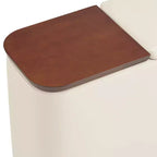 Mid-Century Modern Faux Leather Console Table with Storage and Drink Holders – Taupe