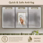 LED Medicine Cabinet with Mirror – Recessed or Wall Mounted, Dimmable, 3-Color Light, Anti-Fog, Adjustable Shelves, Black