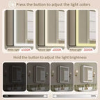 LED Medicine Cabinet with Mirror – Recessed or Wall Mounted, Dimmable, 3-Color Light, Anti-Fog, Adjustable Shelves, Black