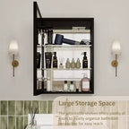 LED Medicine Cabinet with Mirror – Recessed or Wall Mounted, Dimmable, 3-Color Light, Anti-Fog, Adjustable Shelves, Black