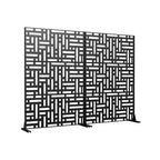 72x47x16 Inch Black Galvanized Steel Outdoor Privacy Screen, 3-Piece Set