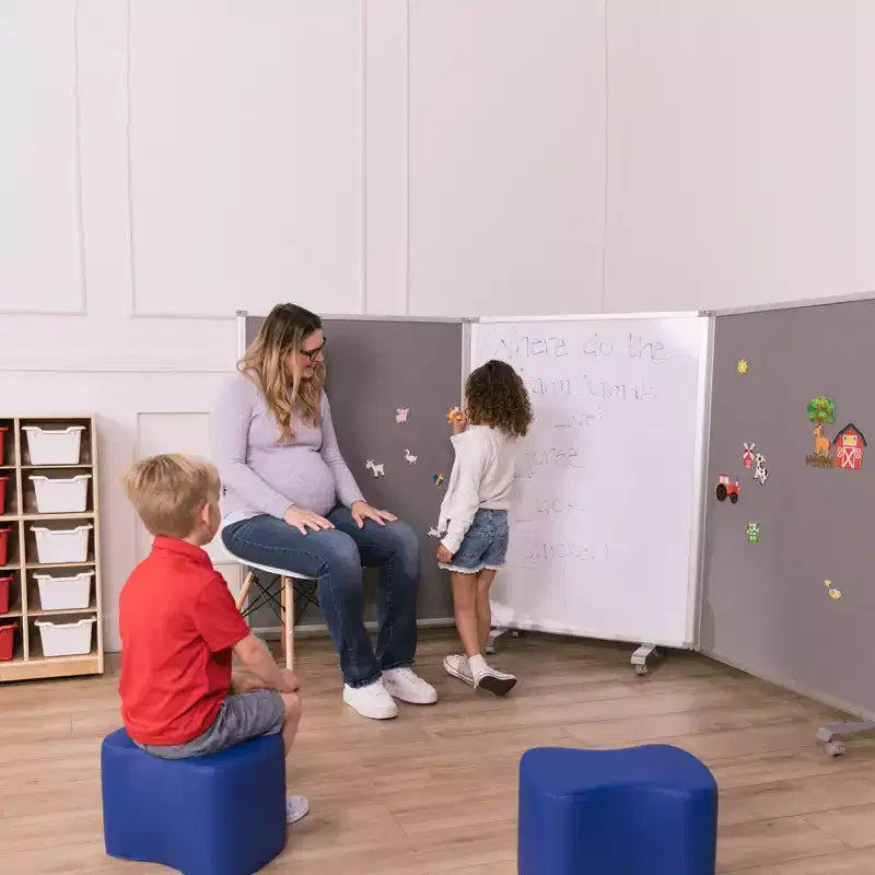 3-Panel Mobile Room Divider with Dry-Erase and Felt Panels