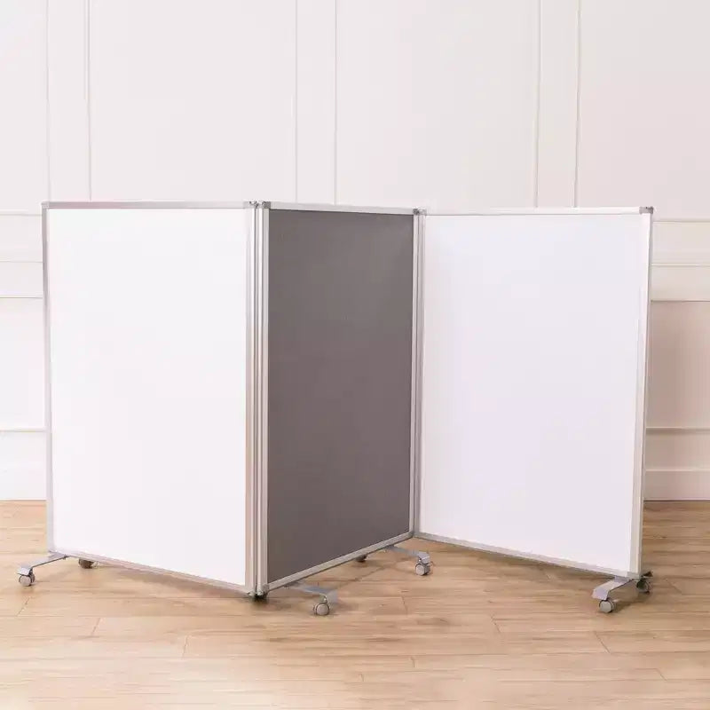 3-Panel Mobile Room Divider with Dry-Erase and Felt Panels