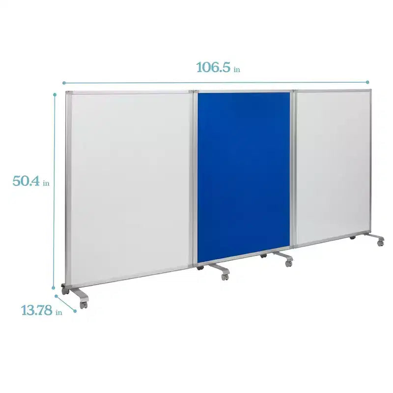 3-Panel Mobile Room Divider with Dry-Erase and Felt Panels