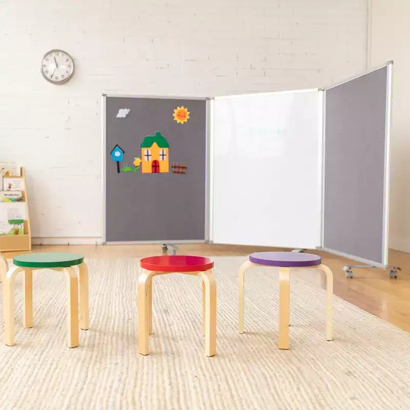 3-Panel Mobile Room Divider with Dry-Erase and Felt Panels