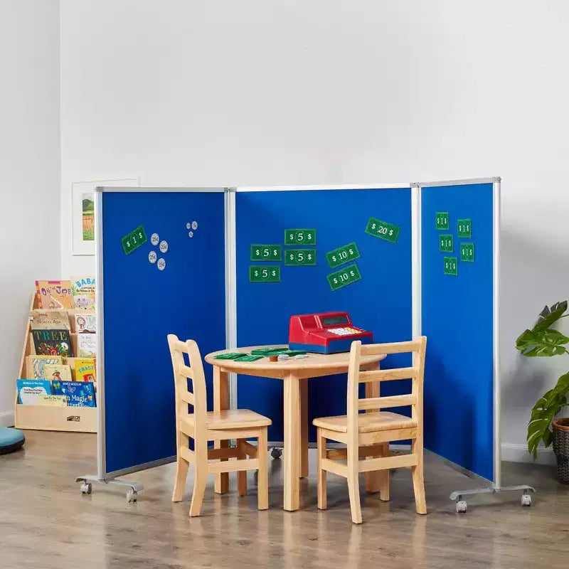 3-Panel Mobile Room Divider with Dry-Erase and Felt Panels