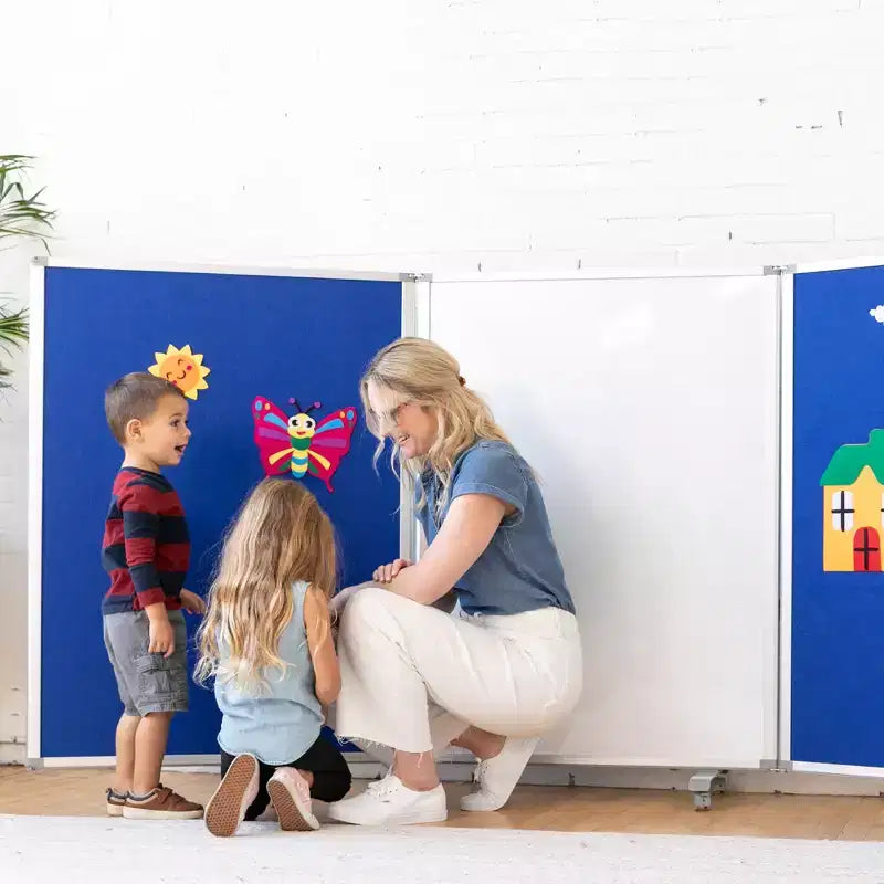 3-Panel Mobile Room Divider with Dry-Erase and Felt Panels