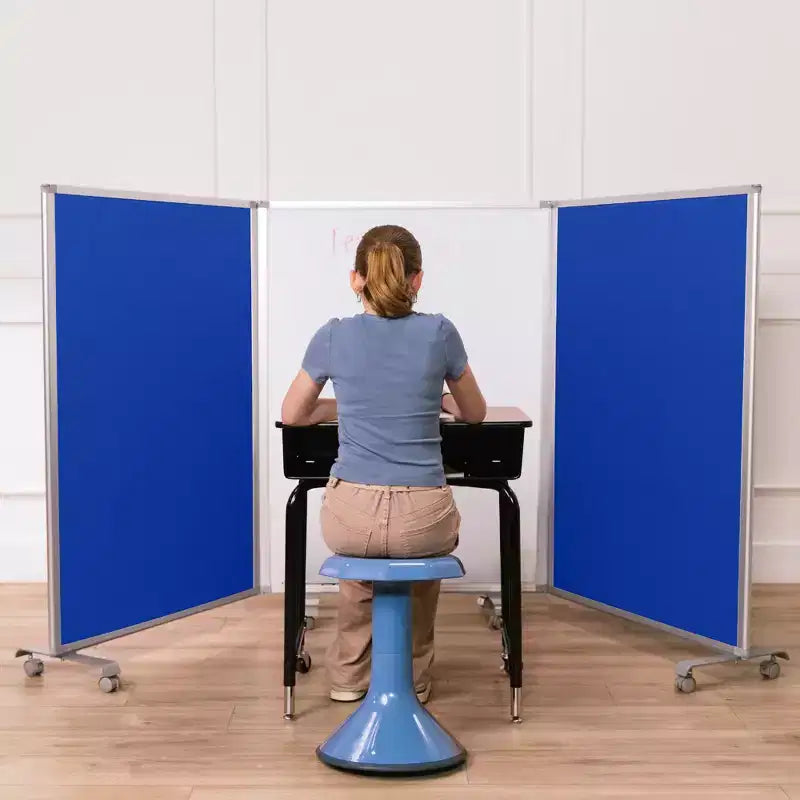 3-Panel Mobile Room Divider with Dry-Erase and Felt Panels