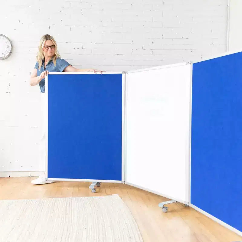 3-Panel Mobile Room Divider with Dry-Erase and Felt Panels