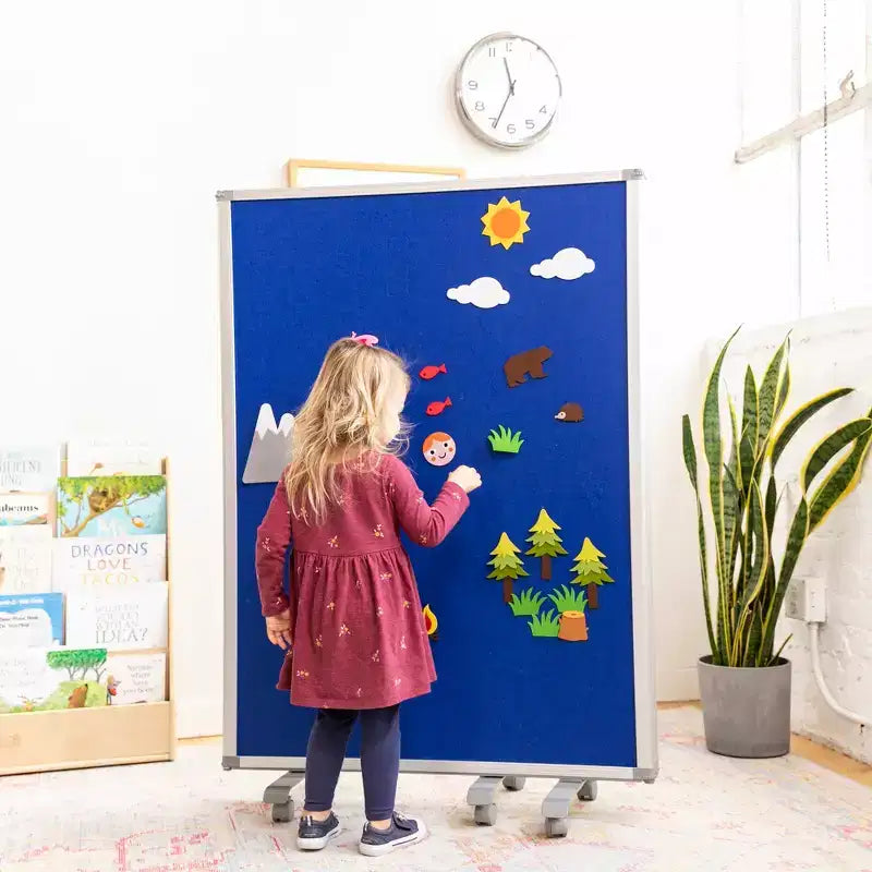 3-Panel Mobile Room Divider with Dry-Erase and Felt Panels