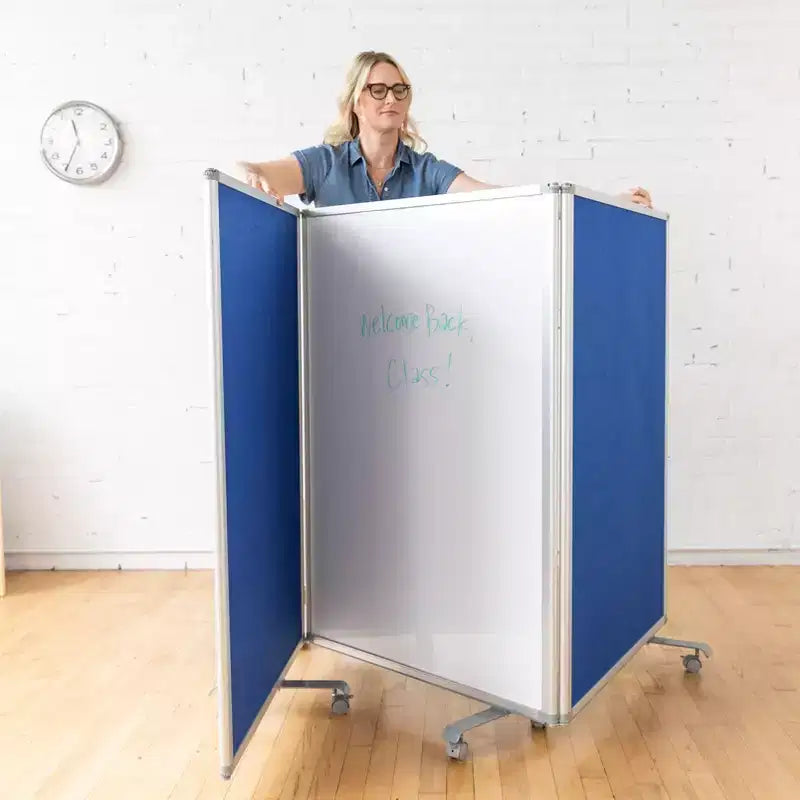 3-Panel Mobile Room Divider with Dry-Erase and Felt Panels