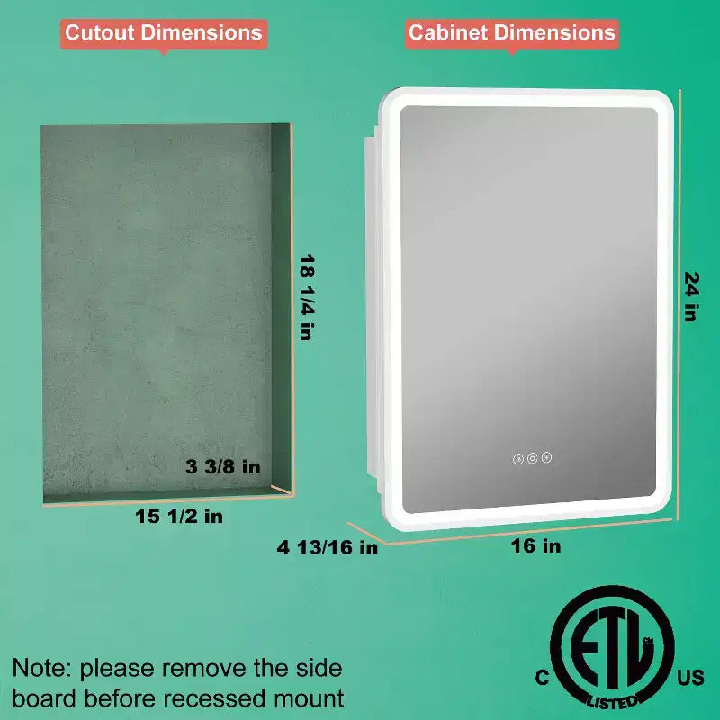 LED Medicine Cabinet with Mirror – Recessed or Wall Mounted, Dimmable 3-Mode Light, Anti-Fog, Adjustable Shelves