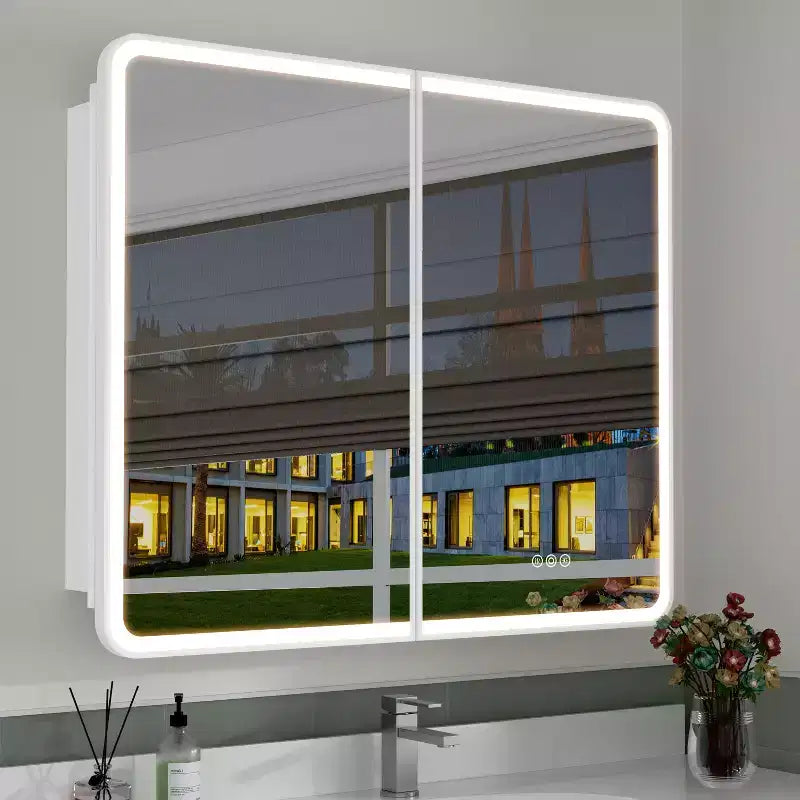 LED Medicine Cabinet with Mirror – Recessed or Wall Mounted, Dimmable 3-Mode Light, Anti-Fog, Adjustable Shelves