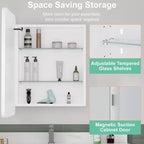 LED Medicine Cabinet with Mirror – Recessed or Wall Mounted, Dimmable 3-Mode Light, Anti-Fog, Adjustable Shelves
