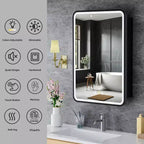 LED Medicine Cabinet with Mirror – Recessed or Wall Mounted, Dimmable 3-Mode Light, Anti-Fog, Adjustable Shelves