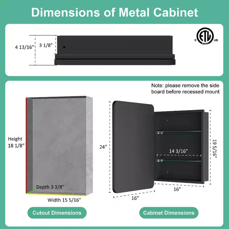LED Medicine Cabinet with Mirror – Recessed or Wall Mounted, Dimmable 3-Mode Light, Anti-Fog, Adjustable Shelves