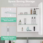 LED Medicine Cabinet with Mirror – Recessed or Wall Mounted, Dimmable 3-Mode Light, Anti-Fog, Adjustable Shelves