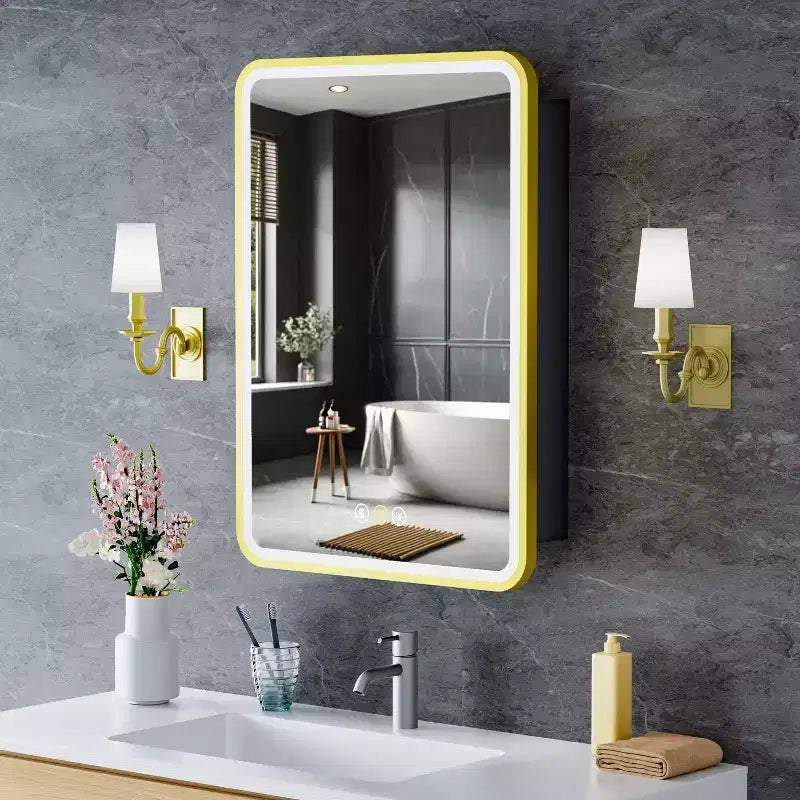 LED Medicine Cabinet with Mirror – Recessed or Wall Mounted, Dimmable 3-Mode Light, Anti-Fog, Adjustable Shelves