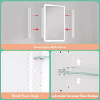 LED Medicine Cabinet with Mirror – Recessed or Wall Mounted, Dimmable 3-Mode Light, Anti-Fog, Adjustable Shelves