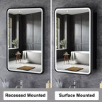 LED Medicine Cabinet with Mirror – Recessed or Wall Mounted, Dimmable 3-Mode Light, Anti-Fog, Adjustable Shelves