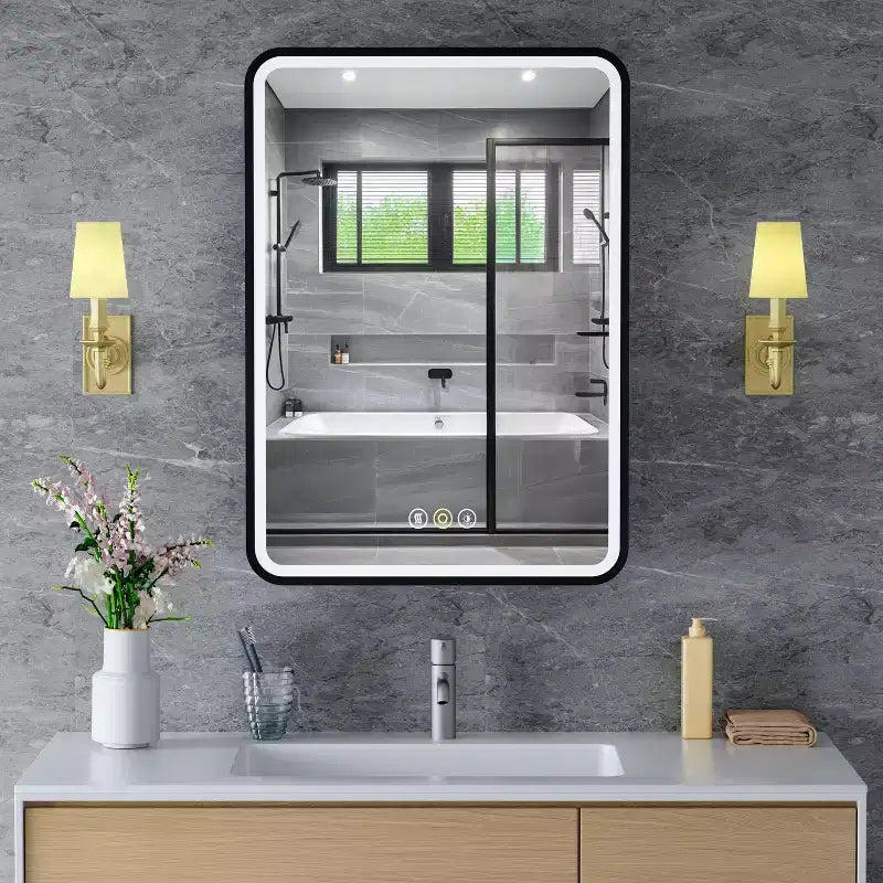 LED Medicine Cabinet with Mirror – Recessed or Wall Mounted, Dimmable 3-Mode Light, Anti-Fog, Adjustable Shelves