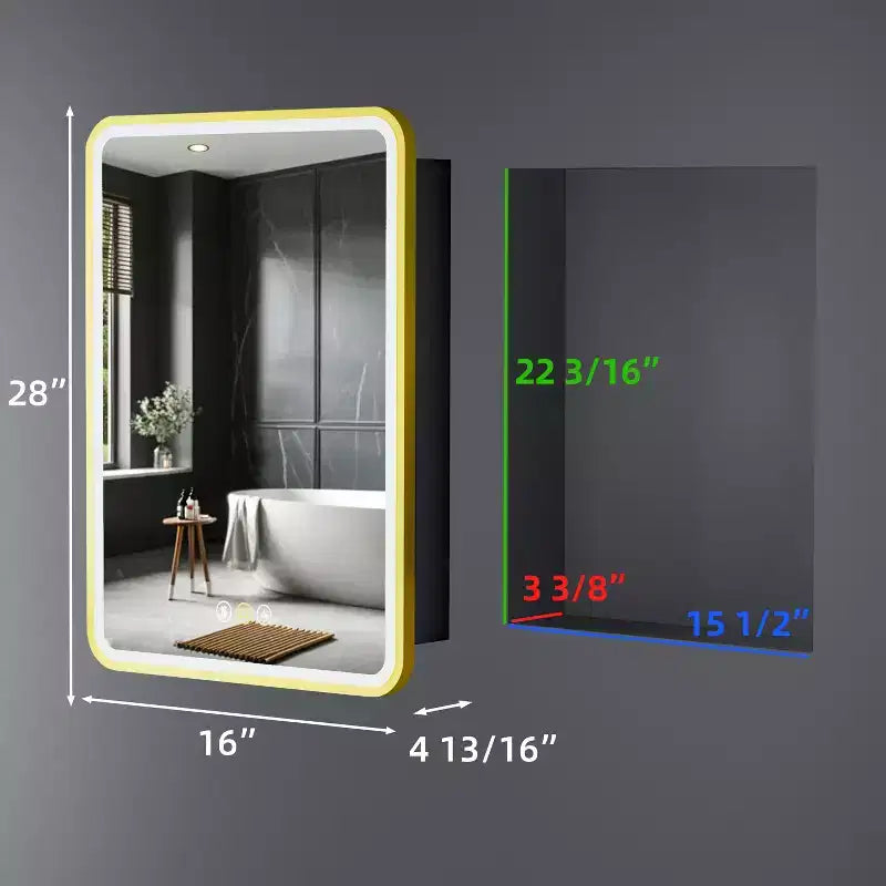 LED Medicine Cabinet with Mirror – Recessed or Wall Mounted, Dimmable 3-Mode Light, Anti-Fog, Adjustable Shelves