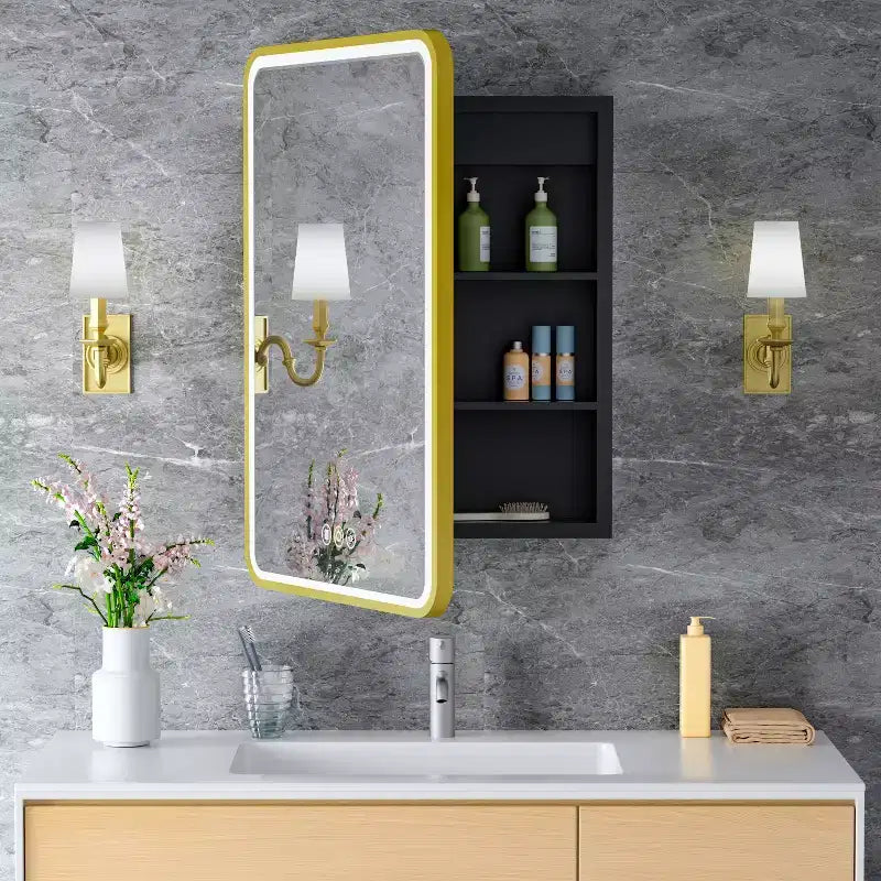 LED Medicine Cabinet with Mirror – Recessed or Wall Mounted, Dimmable 3-Mode Light, Anti-Fog, Adjustable Shelves