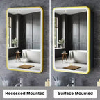 LED Medicine Cabinet with Mirror – Recessed or Wall Mounted, Dimmable 3-Mode Light, Anti-Fog, Adjustable Shelves