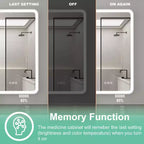 LED Medicine Cabinet with Mirror – Recessed or Wall Mounted, Dimmable 3-Mode Light, Anti-Fog, Adjustable Shelves