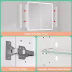 LED Medicine Cabinet with Mirror – Recessed or Wall Mounted, Dimmable 3-Mode Light, Anti-Fog, Adjustable Shelves