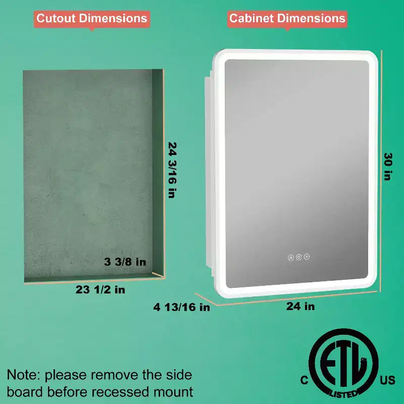 LED Medicine Cabinet with Mirror – Recessed or Wall Mounted, Dimmable 3-Mode Light, Anti-Fog, Adjustable Shelves