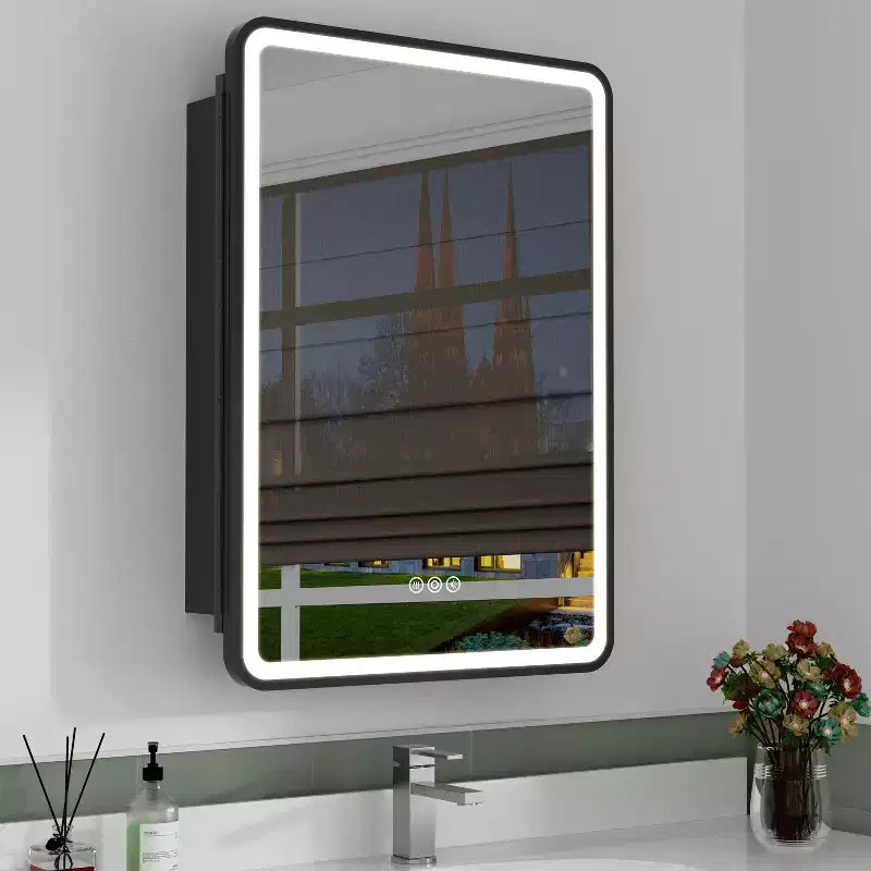 LED Medicine Cabinet with Mirror – Recessed or Wall Mounted, Dimmable 3-Mode Light, Anti-Fog, Adjustable Shelves