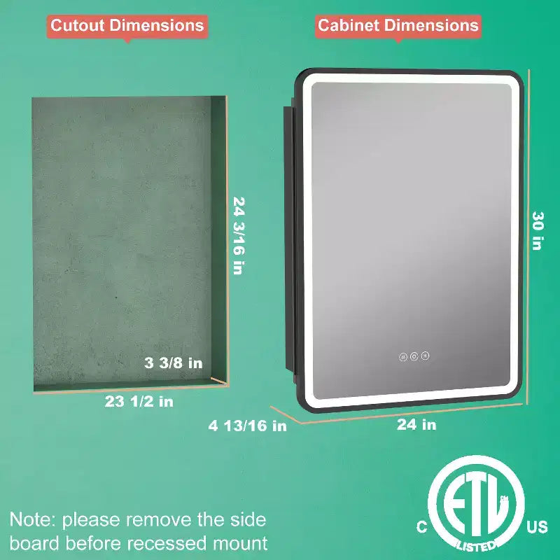 LED Medicine Cabinet with Mirror – Recessed or Wall Mounted, Dimmable 3-Mode Light, Anti-Fog, Adjustable Shelves