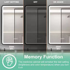 LED Medicine Cabinet with Mirror – Recessed or Wall Mounted, Dimmable 3-Mode Light, Anti-Fog, Adjustable Shelves